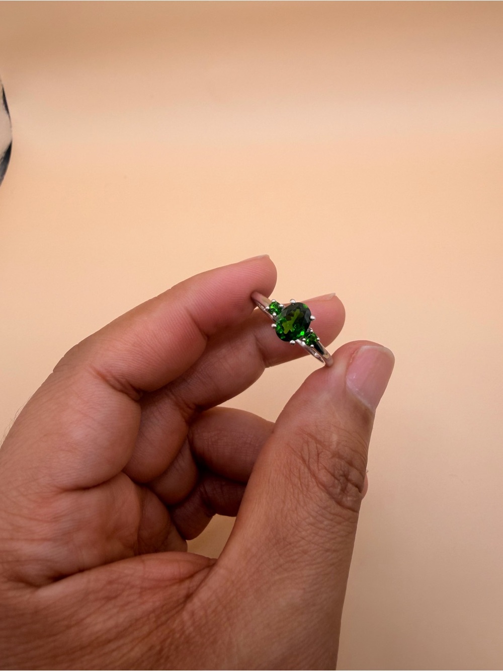 925 Sterling Silver Chrome Diopside Ring Size 10.25.